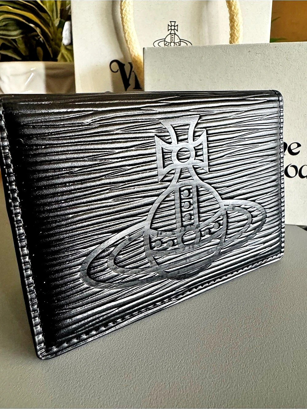Vivienne Westwood Embossed Orb Card Holder Wallet Black